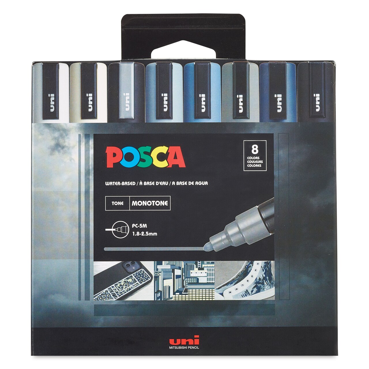 Posca Paint Markers - Set of 8, Monotone Colors, Medium Bullet Tip, 2.5 mm